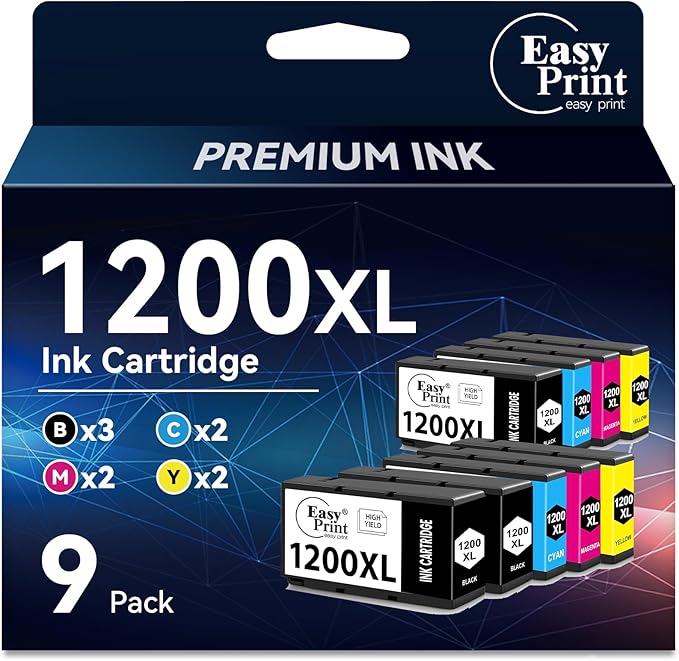 EASYPRINT Compatible 1200XL Ink Cartridges PGI-1200 PGI1200XL Compatible for Canon MAXIFY MB2720 MB2120 MB2320 MB2020 MB2350 MB2050, (9-Pack, 3BK, 2Cyan, 2Magenta, 2Yellow)