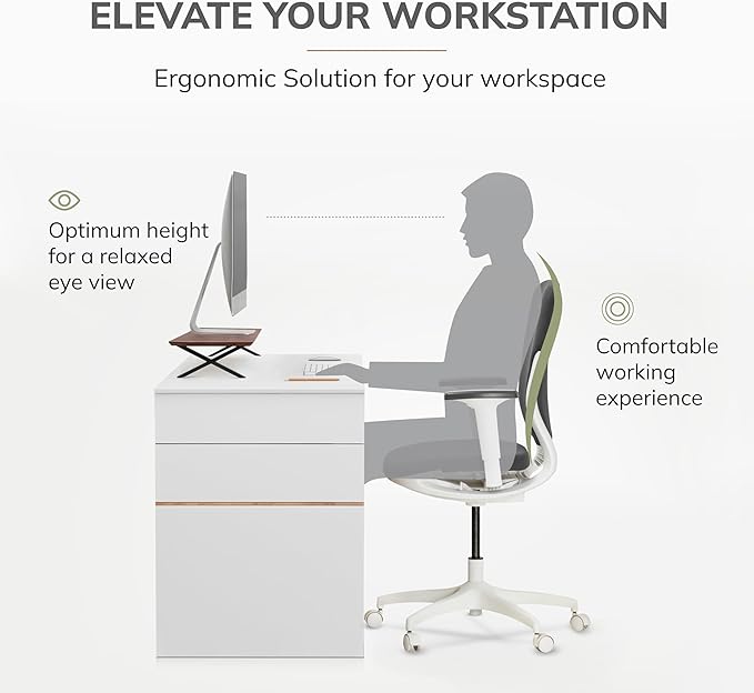 Anji Mountain Monitor Stand - Desktop Organizer & Laptop Riser, Ergonomic Monitor Riser, Space-Saving Monitor Stand for Desk, Durable Construction, Easy Assembly, Ideal for Home & Office,Black
