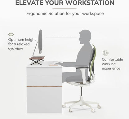 Anji Mountain Monitor Stand - Desktop Organizer & Laptop Riser, Ergonomic Monitor Riser, Space-Saving Monitor Stand for Desk, Durable Construction, Easy Assembly, Ideal for Home & Office,Black
