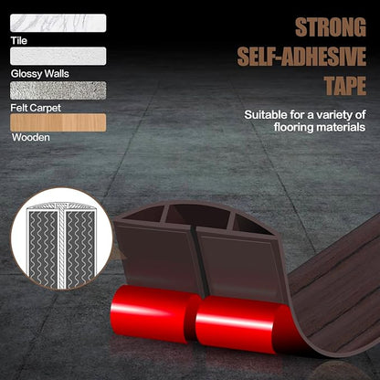 Floor Cord Cover Cavity 0.8"x0.37" Self Adhesive Cord Hider, 3.3FT Low Profile Cable Management, Extension Strip Protector for Wires, Prevent Cable Trips for Offices, Gyms, Exhibitions (Black Wood)