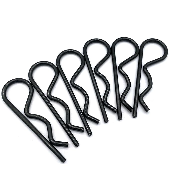 6 Pcs Heavy Duty Hitch Pins Clip R Clips Spring Retaining Wire Hair Pins Cotter Pin Strong Spring Tension Large R Clip Carter Pin Large for Trailer Tractors Mower Cart Truck Black zinc M4*90mm