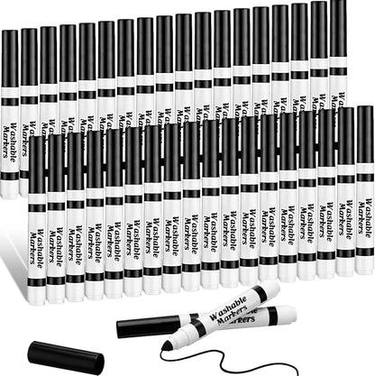 Janlaugh 36 Pcs Black Washable Markers Bulk Coloring Broad Line Markers for Kids Black Conical Tip Drawing Pen for School Supplies, Travel Art Baby Shower Gender Reveal Party Supplies, Ages 6+