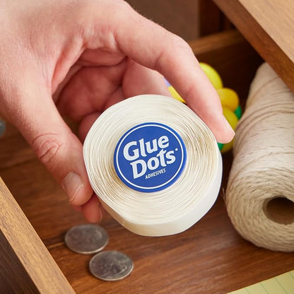 Glue Dots, Roll for everyday uses, ½”, .5 Inch, 300 Dots, Movable, Repositionable, Multi-Functional, Label Containers, Glue Stick and Tape Alternative, Clear