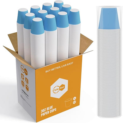 Turbo Bee 3oz Disposable Paper Cups 1200Pack, Small Bathroom Cups Bulk, Small Blue Paper Mouthwash Tumblers Perfect for Bathroom, Party, Picnic, Travel and Events