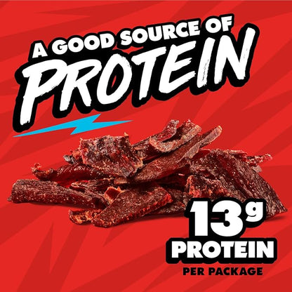 Jack Link’s x MrBeast Original Beef Jerky – 13g Protein per Serving, Made with 100% Real Beef, Pantry-Ready, Kids Snacks, Great Stocking Stuffers and Gifts, 10 Count of 1.25 oz Bags
