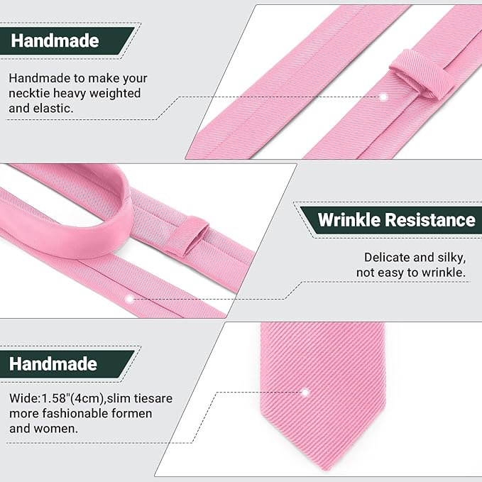 Skinny Ties Black Ties For Men and Women Solid Pure Color 1.58" (4CM) Plain Formal Slim Neckties