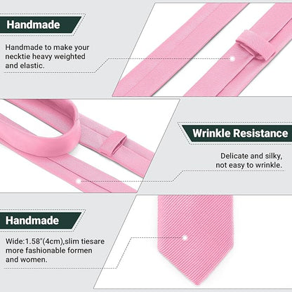 Skinny Ties Black Ties For Men and Women Solid Pure Color 1.58" (4CM) Plain Formal Slim Neckties