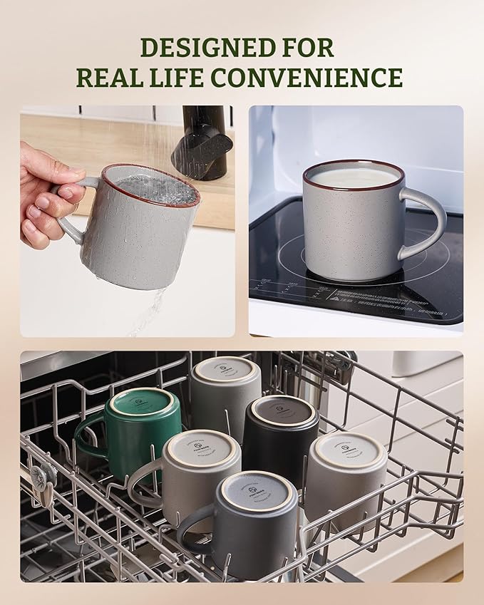 famiware Coffee Mugs Set of 4, Nebula 14oz Coffee Mugs, Ceramic Cup Set with Handle for Latte, Tea, Milk, Cappuccino, Cocoa, Multi-color