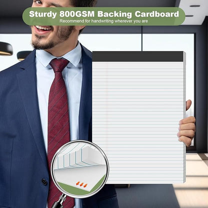Note Pads 8.5 x 11.75 Writing Pads, 10 Pack, Double-Side Printed Lined Paper Pads Narrow Ruled White Legal Pads, 8.5x11.75 Line Note Pads, 30 Sheets Per Note Pad, Legal Notepads for Work/School/Office