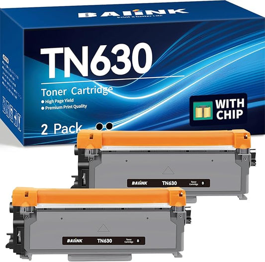 TN630 TN-630 Toner Cartridge Replacement for Brother TN630 Toner Cartridge Black Compatible for HL-L2300D HL-L2380DW HL-L2320D DCP-L2540DW MFC-L2700DW MFC-L2685DW (2 Black)