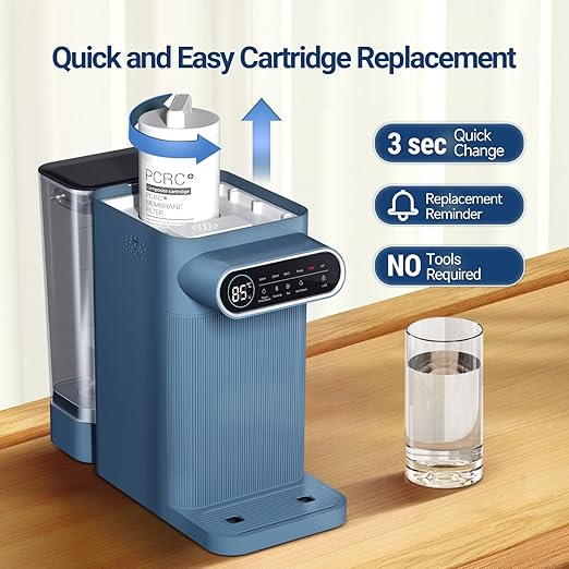 5-in-1 Countertop Reverse Osmosis Water Filter System with UV, 5-Stage Filtration, Portable Instant Hot Water, No Installation, Adjustable Temperature and Volume, 3:1 Pure to Drain Water Machine