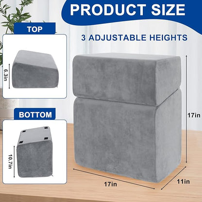Adjustable Foot Rest for Under Desk at Work - 3 Height Ergonomic Footrest, 17x11 Inch Office Foot Stool, Soft Velvet Cushion, Non-Slip Base for Home & Office - 100% Memory Foam Filling