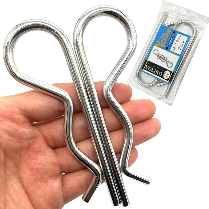 2 Pcs Heavy Duty Hitch Pins Clip - Spring Retaining R Clip M6x120mm for Trailer Tractors Mower Carts Truck