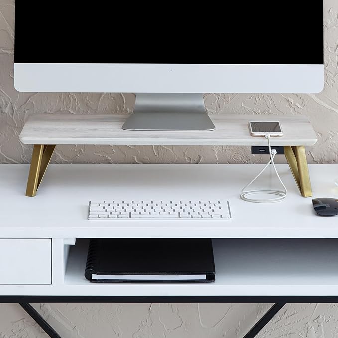 Anji Mountain Monitor Stand - Desktop Organizer & Laptop Riser, Ergonomic Monitor Riser, Space-Saving Monitor Stand for Desk, Durable Construction, Easy Assembly, Ideal for Home & Office,Walnut