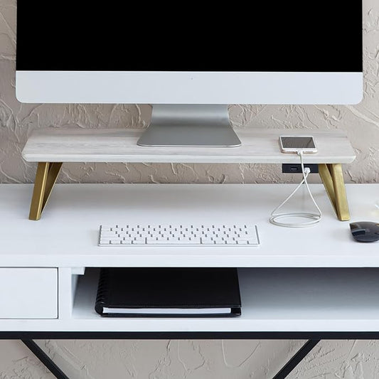 Anji Mountain Monitor Stand - Desktop Organizer & Laptop Riser, Ergonomic Monitor Riser, Space-Saving Monitor Stand for Desk, Durable Construction, Easy Assembly, Ideal for Home & Office,Walnut