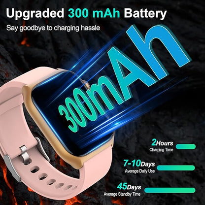 Digital Watch with 2" HD Color Screen, 45 Days Long Battery, IP68 Waterproof, Answer/Make Call/Quick Reply/AI Voice Assistant, 100+ Sport Modes, Health Fitness Tracker for Android and iOS (Pink)