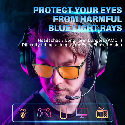 99% Blue Light Blocking Glasses Men Women Lightweight Frame Computer TV Gaming Eyeglasses Reduce Eyestrain