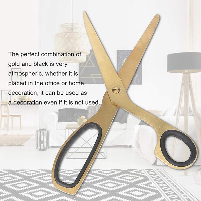 Lightweight Elegant Unique Simplified Golden Scissors, Gold and Black Golden Scissors, Crop Decoration for Office Home