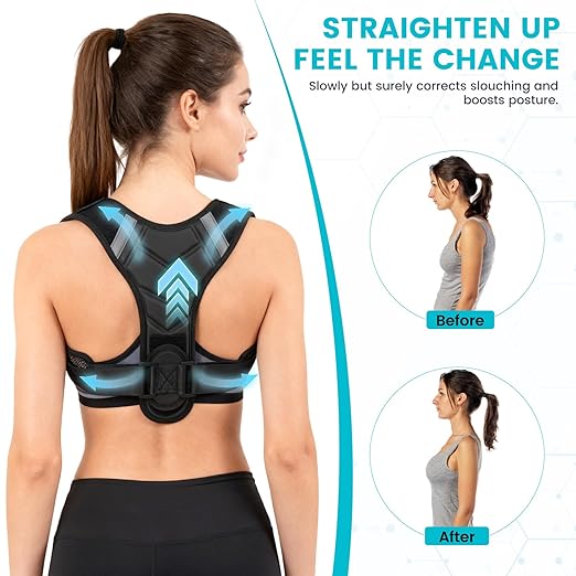 Posture Corrector for Men & Women, Adjustable Back Brace & Straightener for Office, Home & Daily Use, Relieve Back Pain, Prevent Hunching & Slouching, Comfortable & Breathable, M