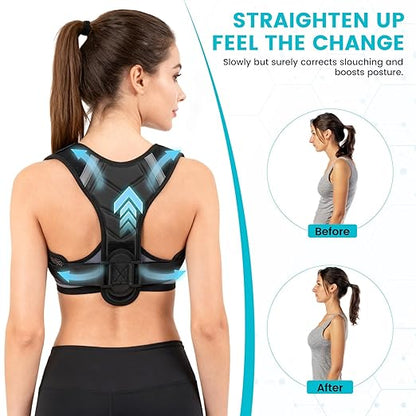 Posture Corrector for Men & Women, Adjustable Back Brace & Straightener for Office, Home & Daily Use, Relieve Back Pain, Prevent Hunching & Slouching, Comfortable & Breathable, M