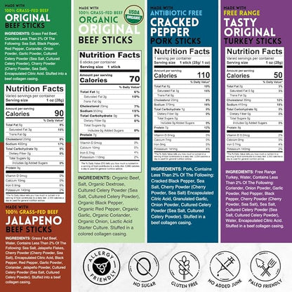 Mission Meats Variety Pack with Certified Organic Beef, Grass Fed, Free Range Turkey, and Cracked Pepper Pork – Gluten & Sugar Free, Whole 30 & Paleo Friendly, Delicious and Family Friendly (12 Count)