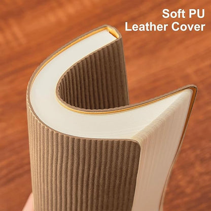 Lined Journal Notebook for Work College Ruled Note Book 5.79"x8.27" A5 PU Leather Daily Journaling 216 Pages for Women Men Writing Home School Supplies Business (Khaki)