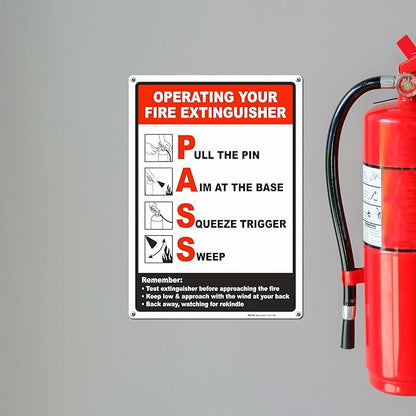 Brimar - 10 x 14" - Operating Your Fire Extinguisher Sign - Polyethylene Plastic - Safety Promotion - Easy Installation