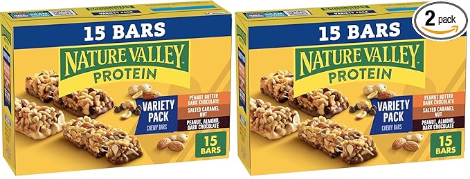 Nature Valley Protein Granola Bars, Snack Variety Pack, Chewy Bars, 15 ct, 21.3 OZ (Pack of 2)