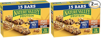 Nature Valley Protein Granola Bars, Snack Variety Pack, Chewy Bars, 15 ct, 21.3 OZ (Pack of 2)