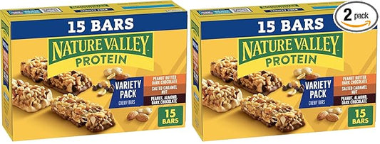 Nature Valley Protein Granola Bars, Snack Variety Pack, Chewy Bars, 15 ct, 21.3 OZ (Pack of 2)