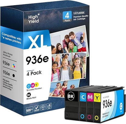 936XL 936e Ink Cartridges Combo Pack Compatible for HP 936 Ink Cartridges Work with OfficeJet 9122e; OfficeJet Pro 9110b, 9125e, 9128e, 9130b, 9135e; OfficeJet Pro Wide Format 9730e