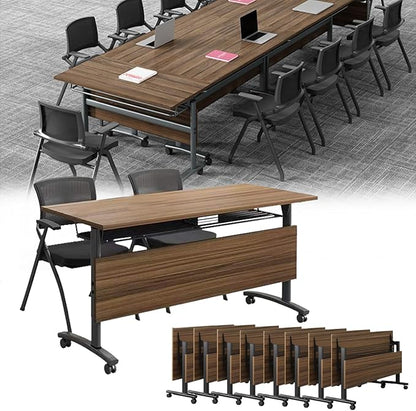 Conference Table,Business Style Rolling Conference Room Tables with Wheels,Mobile Meeting Table Versatile Modern Office Folding Tables,Modular Seminar Table for Office Meeting Training Room (6, 55")