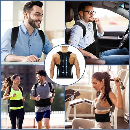Back Brace Posture Corrector for Women and Men, Relief for Waist, Back and Shoulder Pain, Adjustable and Breathable, Improve Posture M(29"-33")