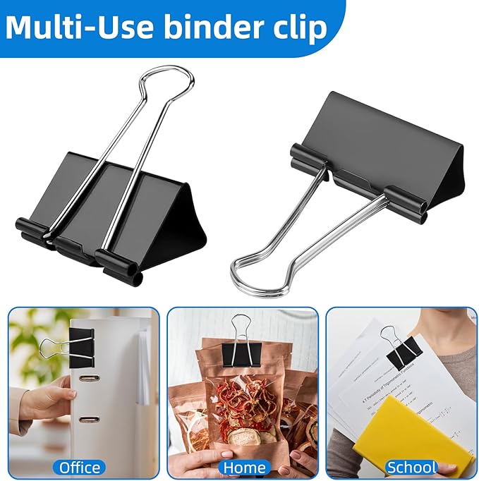 Jumbo Binder Clips 3 inch,75mm Width,10 Pack Extra Large Binder Clips for Office,School and Home Organization,Black