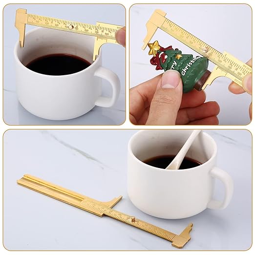 Konohan 4 Pcs Brass Vernier Caliper Pocket Handy Caliper Measuring Mini Tool Double Scale Sliding Gauge Metal Pocket Ruler for Bead Wire Jewels Rings Measurement