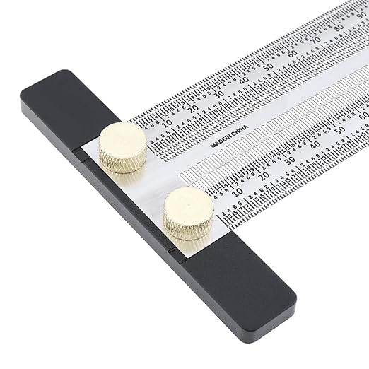 Precision Marking T-Rule Stainless Steel T Square with Mechanical Pencil & 0.5mm Refill Scribing Line Ruler for Marking or Measuring, for Carpenters, Designers, Architects, Engineers 300mm