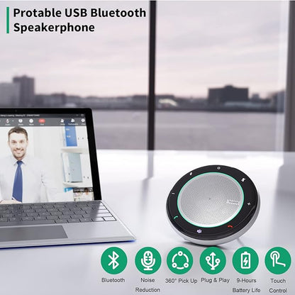 Yealink CP700 Bluetooth Speakerphone with Dongle Teams Certified, Portable Conference Speaker and Microphone for Meeting, Softphone, Unified Communications Platforms,360° Voice Pickup,9H Talk Time