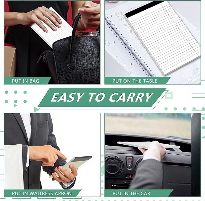 Legal Pads 5×8 Inch Notepad, 12 Pack Note Pads College Ruled Perforated Memo Pad for Work Study Daily Note Taking List, Lined Writing Pads Memo Refills Notepads for Office Home School, 30 Sheet/ Pad