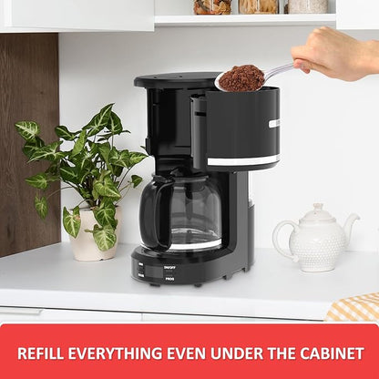 10-Cup Programmable Coffee Maker with Permanent Filter, Removable Water Reservoir Coffee Machine, Drip Coffee Maker, Delay Brew, Timer & Keep Warm, Swing Open Brew Basket, Black