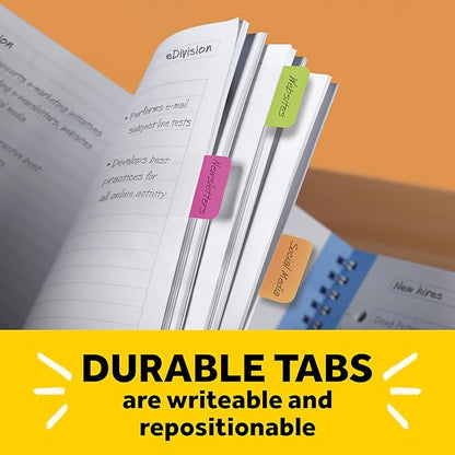 Post-it Tabs, 2 in, Solid, Assorted Colors, 6 Tabs/Color, 5 Colors, 30 Tabs/Pack (686-ROYGB)