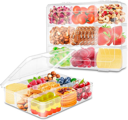 AQSXO 6 Pcs Snack Box Container, 9 Compartments Snack Containers Reusable Meal Prep Lunch Containers.