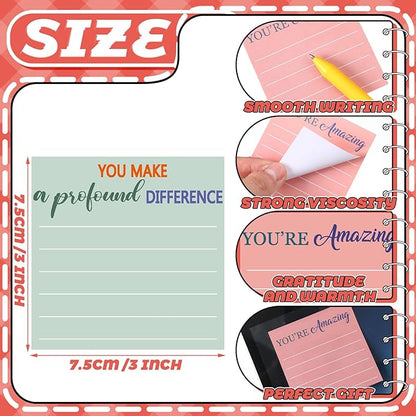 Yinder 24 Pcs Employee Appreciation Sticky Notes Xmas Gift Bulk Motivation Note Pads Mini Inspirational Note Gift for Teacher Nurse Staff Coworker Office Supply 3 x 3'' (Appreciation,Aesthetics)