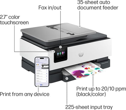 HP OfficeJet Pro 8135e Wireless All-in-One Color Inkjet Printer, Print, scan, Copy, fax, ADF, Duplex Printing Best-for-Home Office, 3 Month Instant Ink Trial Included, AI-Enabled (40Q35A)