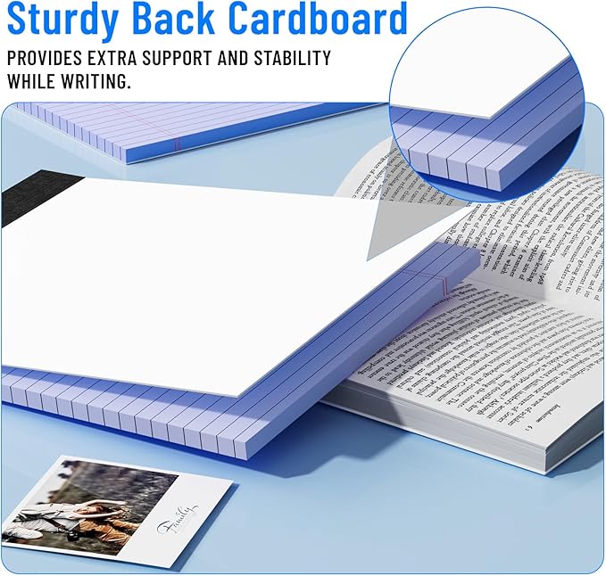 3pcsLegal Pads 8.5 x 11, Notepads 8.5 x 11 Inch, Purple Note Pads Clear Print Writing Pads of Paper, Memo Pads , Perforate Legal Notepads Paper , Wide Ruled Lined with Sturdy Back,30 Sheets/Pack