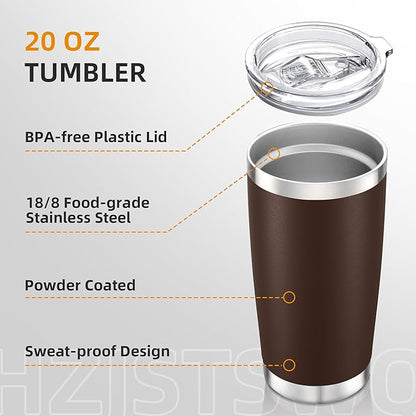 20 oz Tumbler with Lid Stainless Steel Insulated Tumblers Double Wall Vacuum Coffee Mug Powder Coated Tumbler Cups for Cold and Hot Drinks, Coffee, 1 pack