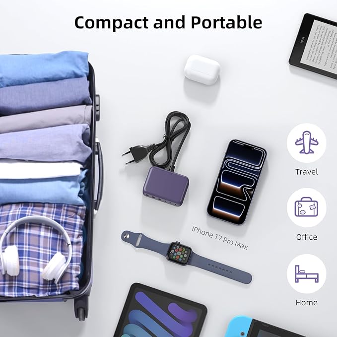 100W GaN USB-C Charger Block – 6-Port Fast Charging Station for iPhone, iPad & Laptop