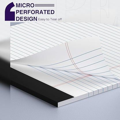 4 Pack Legal Pads 8.5 x 11 College Ruled Colored Note Pads 8.5" x 11" Lined Paper Chipboard-Backed Notepad with Micro-Perforated Notebook Paper for Office & School Supplies 50 Sheets/Pad