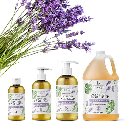Brittanie's Pure Organic Castile Liquid Olive Oil Soap Refill, Lavender, 1 Gallon | Face, Body Wash, Dishes, Pets & Laundry | Vegan & Gluten Free Non-GMO