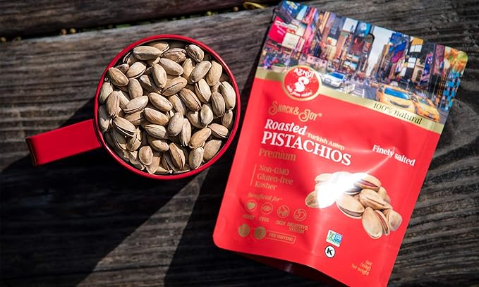 AZNUT Turkish Antep Roasted Salted Pistachios 1 LB, 100% Natural Premium Quality Class A, Non GMO Project Certified, Kosher Certified, Great Snacks, Resealable Bag 1 LB