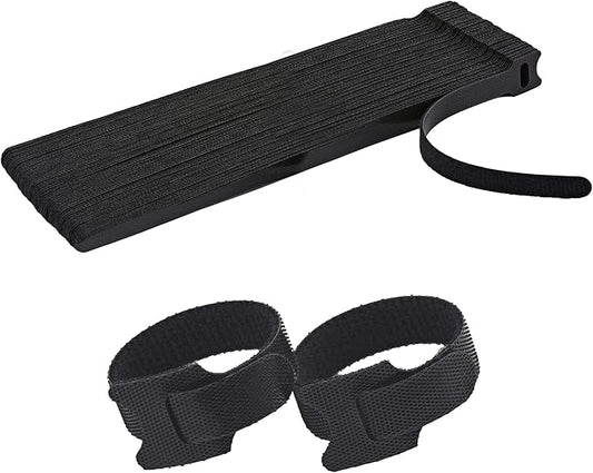 12 Inch Black Cable Ties 50 PCS Reusable Fastening Cable Straps Adjustable Hook & Loop Organizer Straps Cords Management for Home, Office and Data Centers